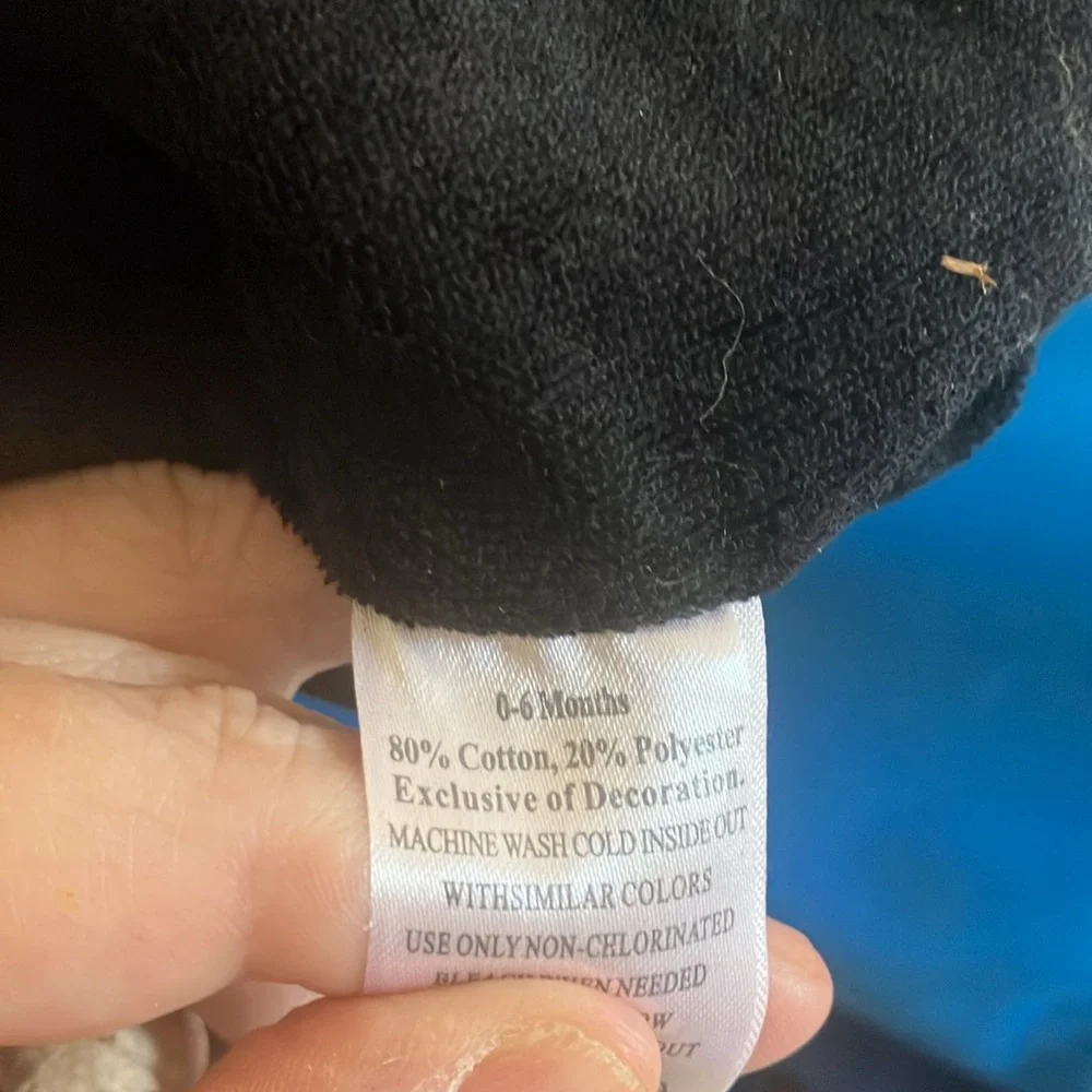 FINAL MARKDOWN Infant Black terry Beanie with Red Logo 0-6 months
